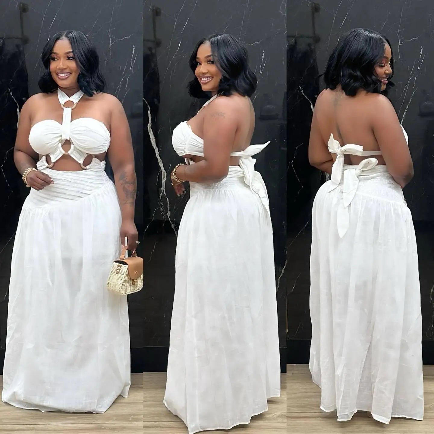 Women's Halter Top and Long Skirt 2-Piece Set