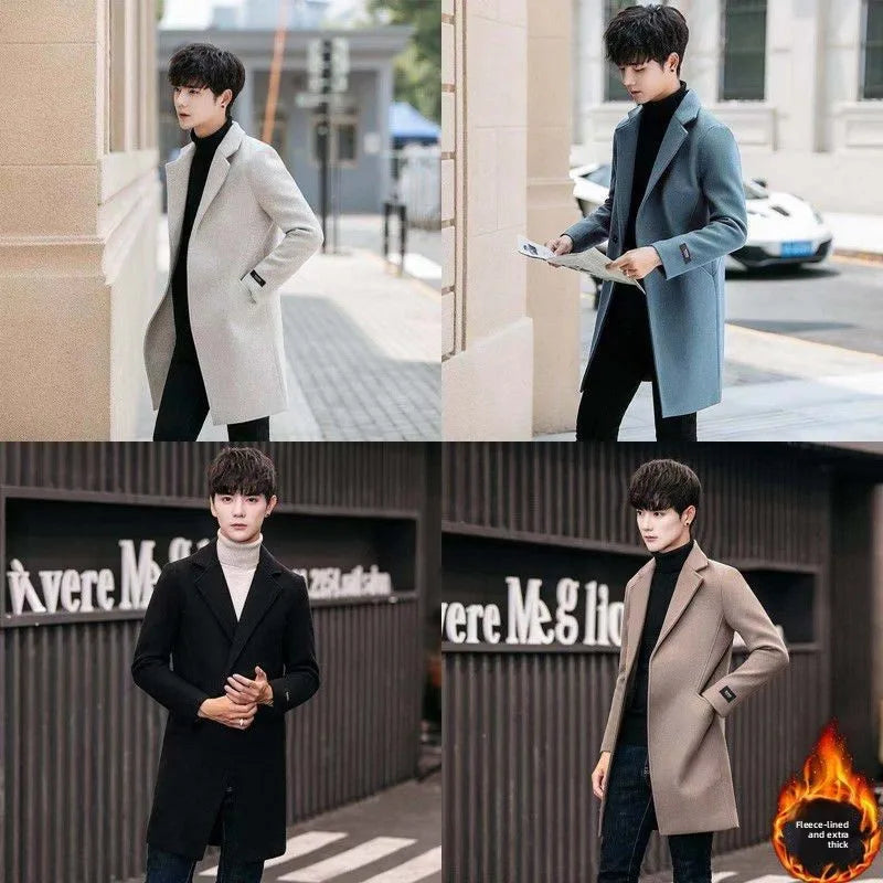 Men's Slim Fit Tweed Woolen Coat