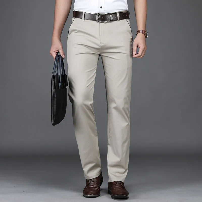 Men's Stretch Cotton Straight Leg Trousers