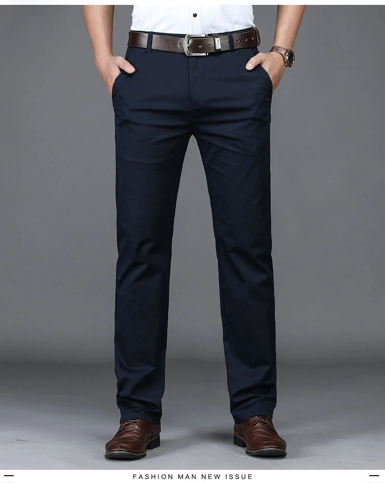 Men's Stretch Cotton Straight Leg Trousers