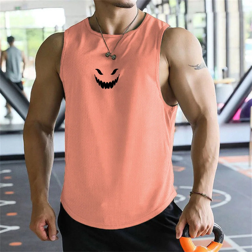 2026 men's T-shirt vest summer fashion trend printed casual style loose and comfortable street wear breathable quick drying vest
