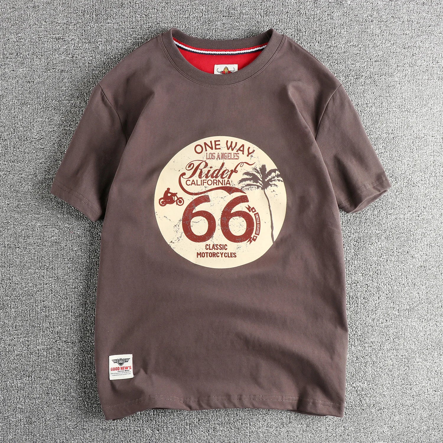 American Retro Motorcycle Print T-Shirt
