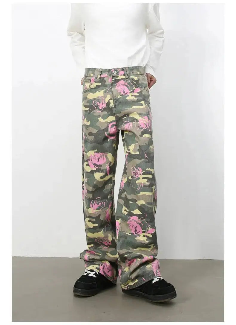 Men's Camouflage Wide Leg Denim Pants