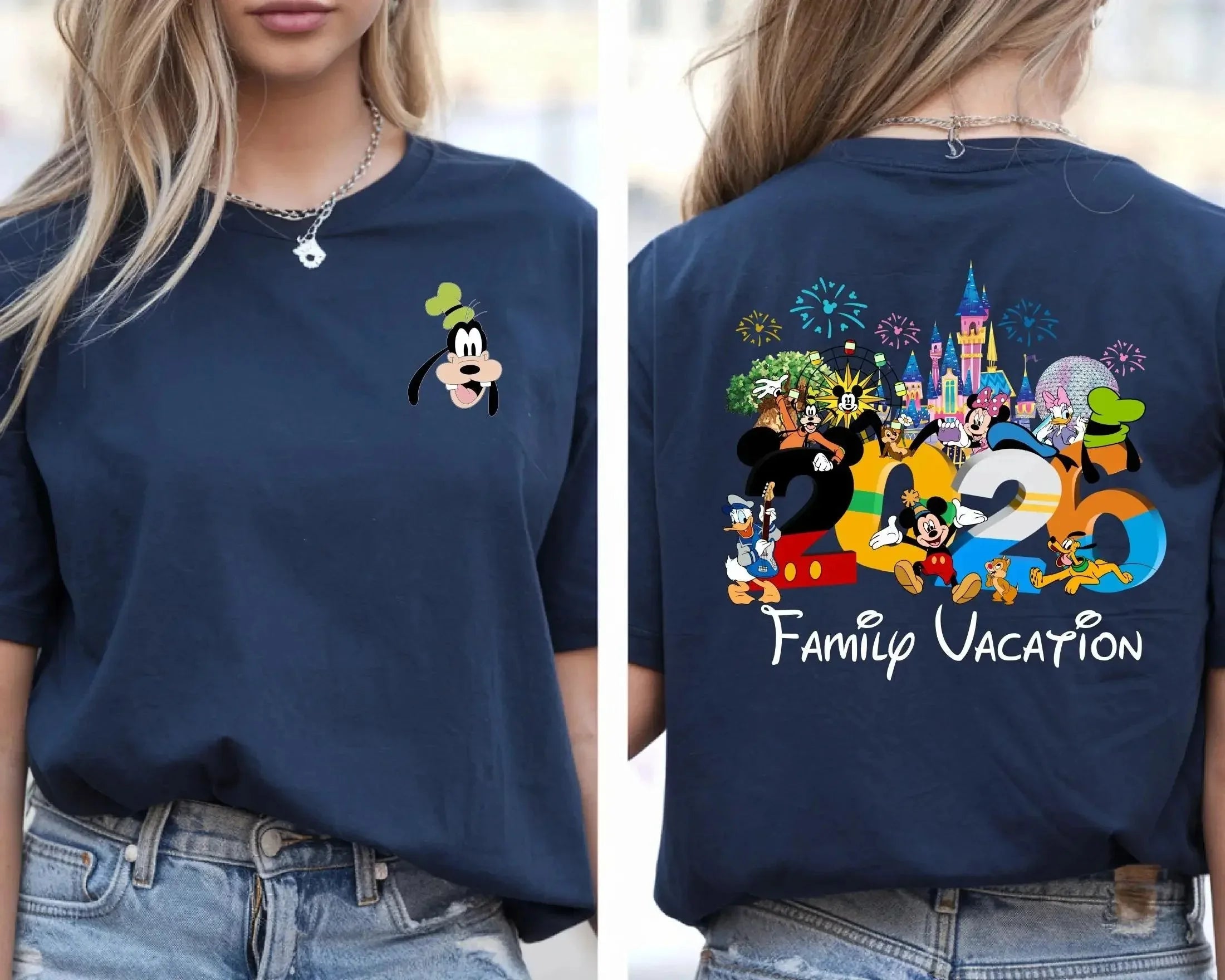 2026 Summer Mickey Classic Character Family Trip Theme Cotton Printed Short Sleeve T-shirt Men women families children