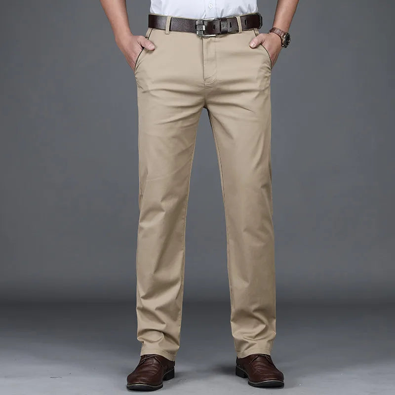Men's Stretch Cotton Straight Leg Trousers