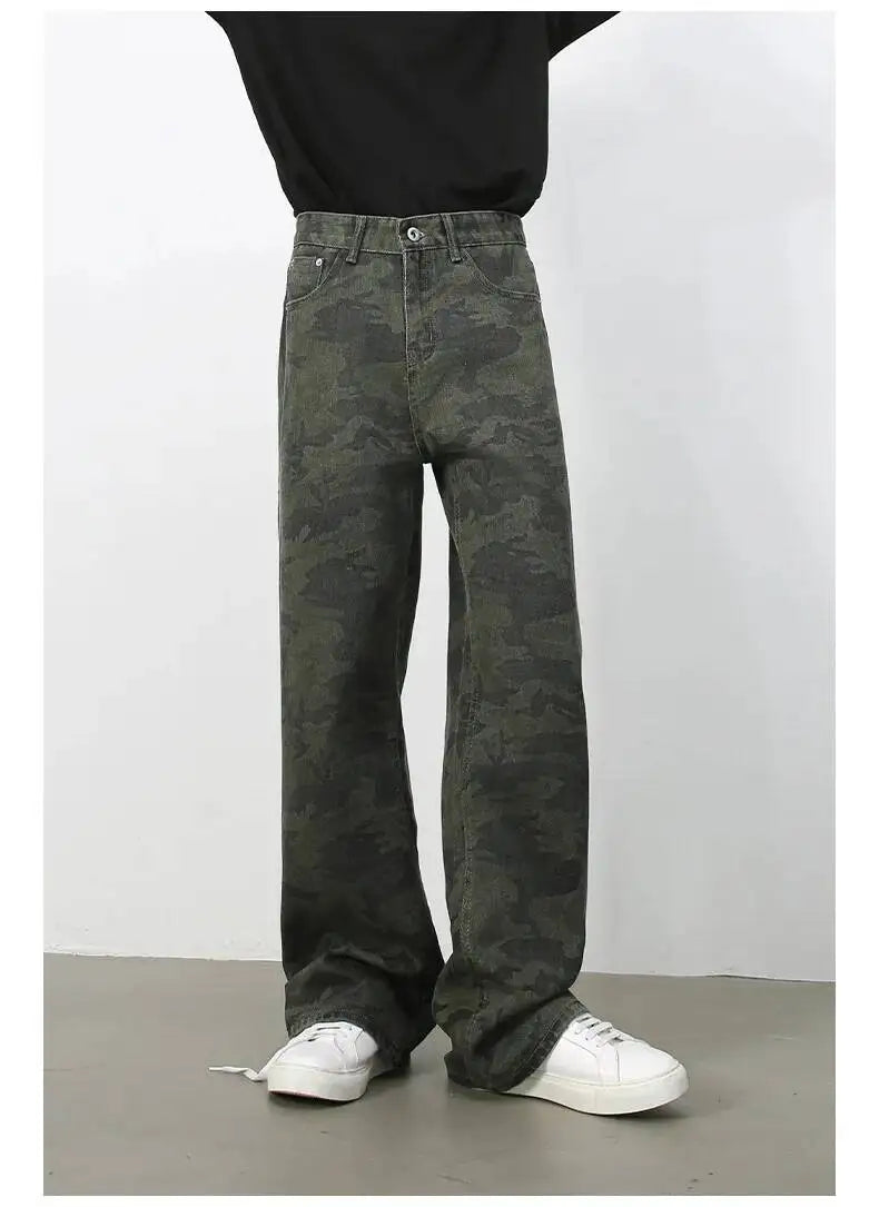 Men's Camouflage Wide Leg Denim Pants