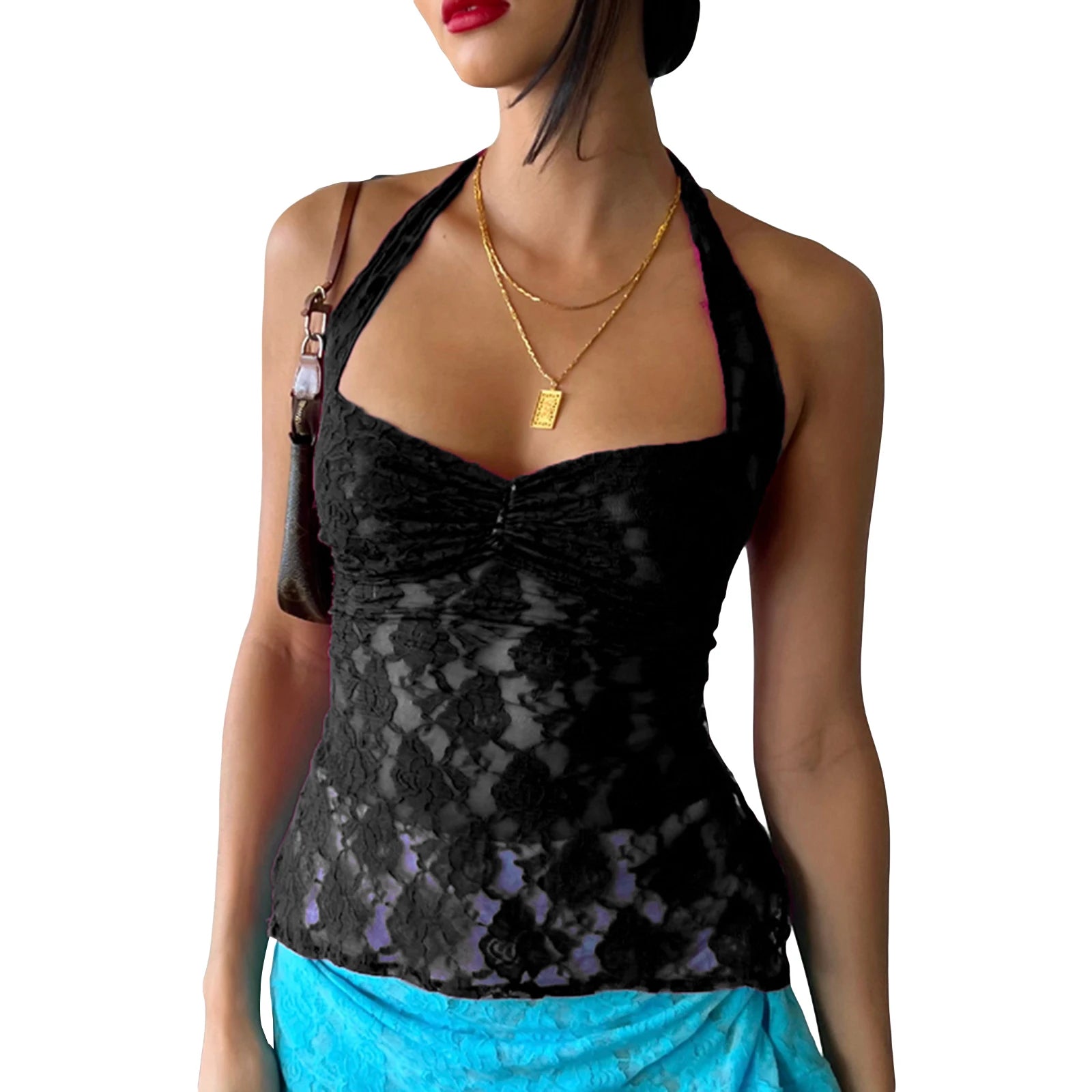 Women's Lace V-Neck Sleeveless Tank Top