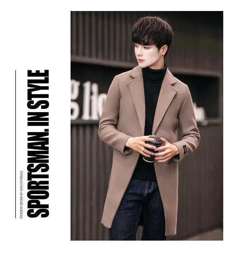 Men's Slim Fit Tweed Woolen Coat