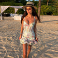 Floral Print 2 Piece Set Scallop Trim Spaghetti Strap Hollow Out Corset Top Smocked Waist Ruffle Hem 2026 Summer Beach Vacation