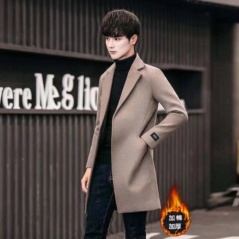 Men's Slim Fit Tweed Woolen Coat