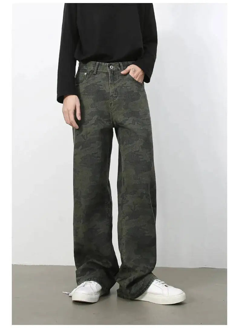 Men's Camouflage Wide Leg Denim Pants