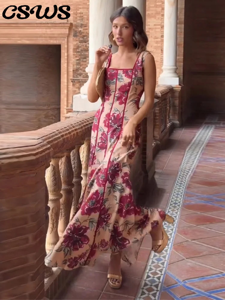Women's Floral Sling Maxi Dress