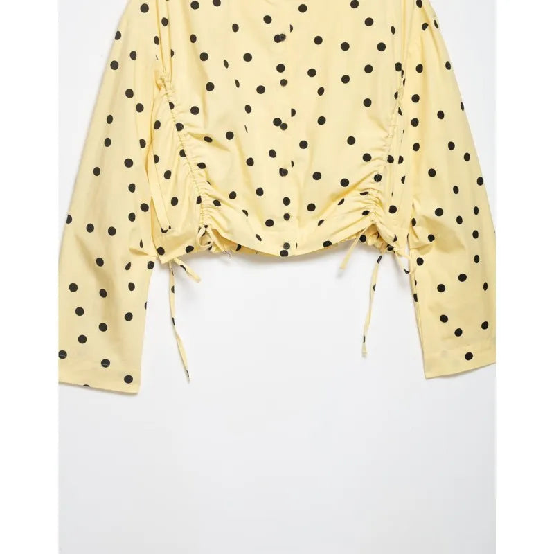 Women's Polka Dot Tie High Collar Jacket
