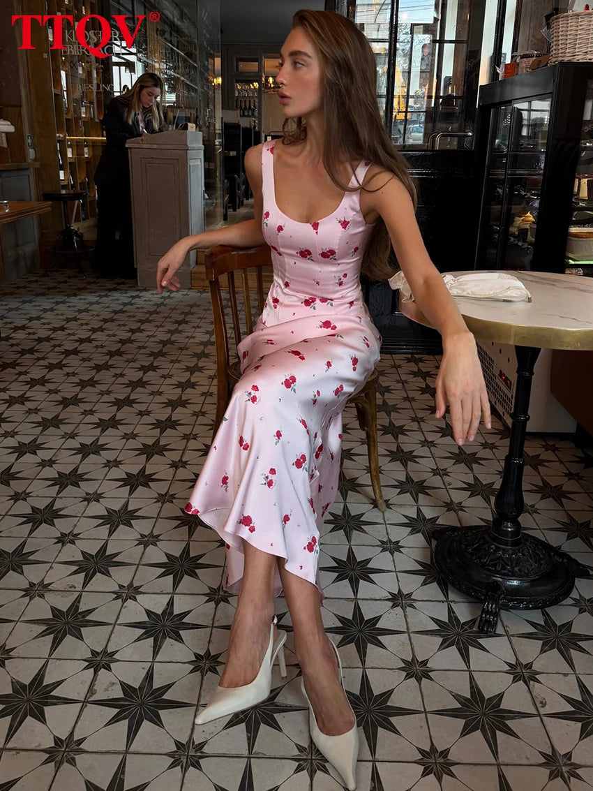 Women's Slim Print Tank Top and Long Skirt Set