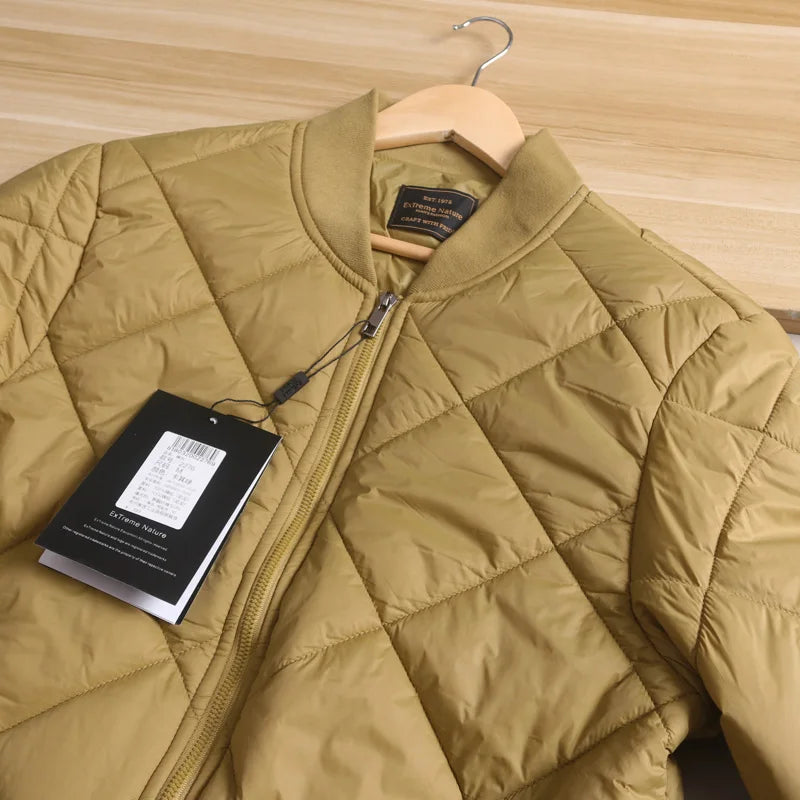 Men's Quilted Diamond Baseball Collar Jacket
