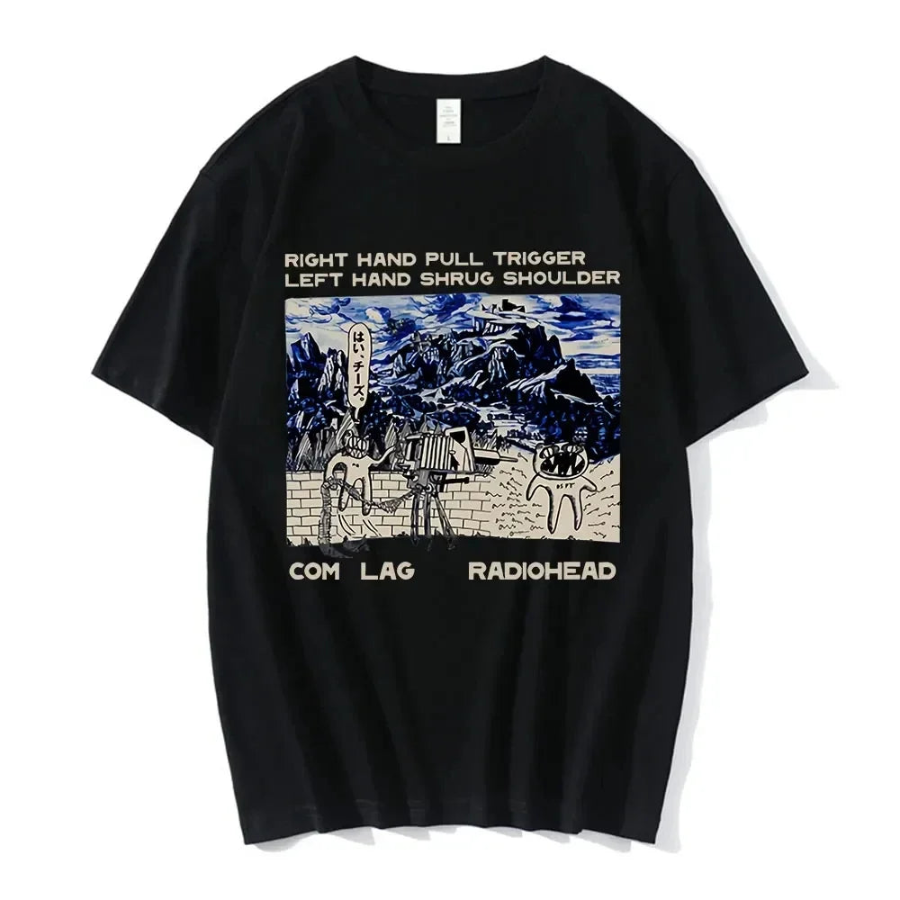 Vintage Classic Radiohead Tees North America Tour Rock Tshirt  Hip Hop Street Casual Top Sleeved Harajuku Streetwear Tops Tees