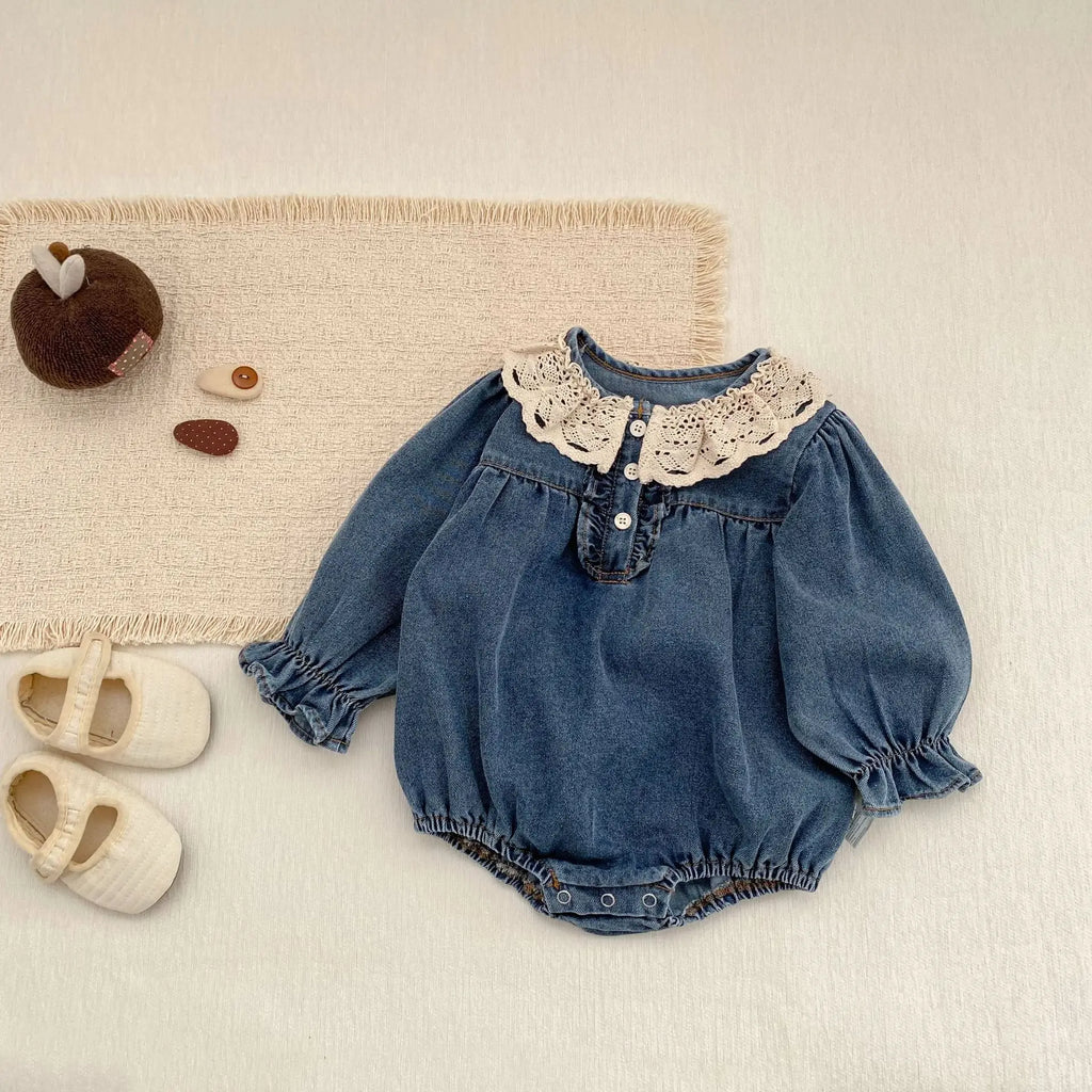 7473 Baby Clothes 2026 Spring and Autumn New Long Sleeve Baby Girl's Denim Clothes Princess Climbing Clothes