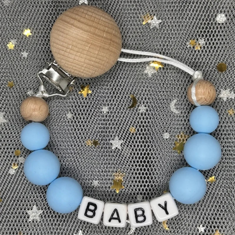 2026 Custom Name Baby Pacifier Clips Chain Silicone Beads Teether Toys Dummy Holder Russian English Name Pacifier Chain Newborn