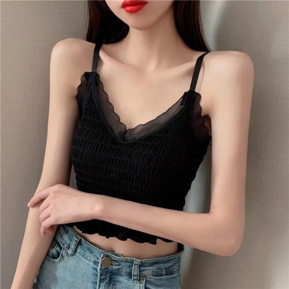 Women's Lace Camisole with Built-In Bra