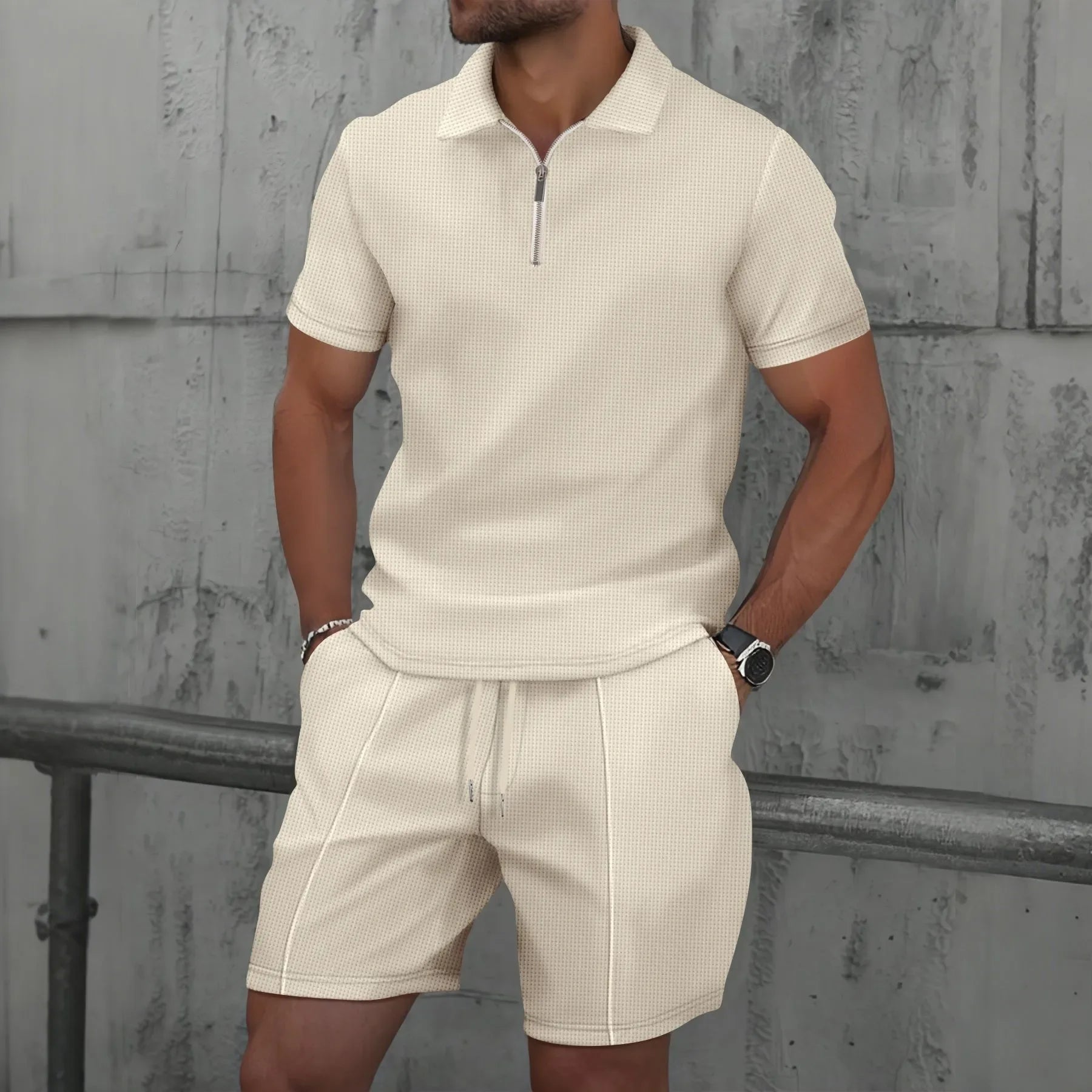 Men's Polo Shirt and Shorts 2-Piece Set