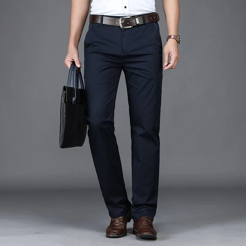 Men's Stretch Cotton Straight Leg Trousers