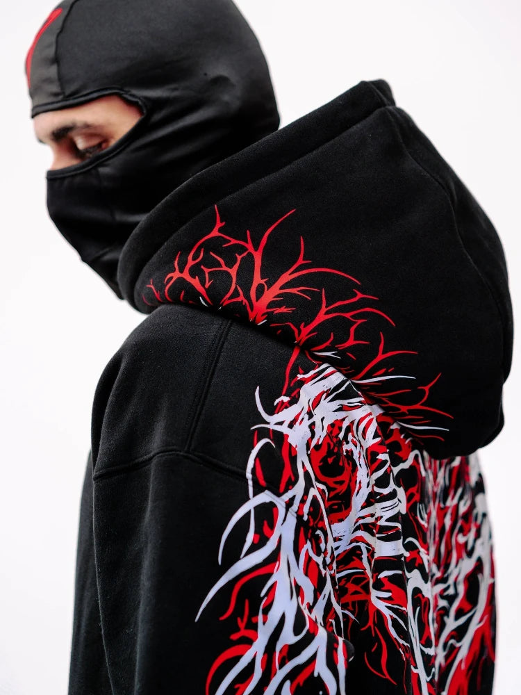Y2K Gothic Reflective Print Hoodie