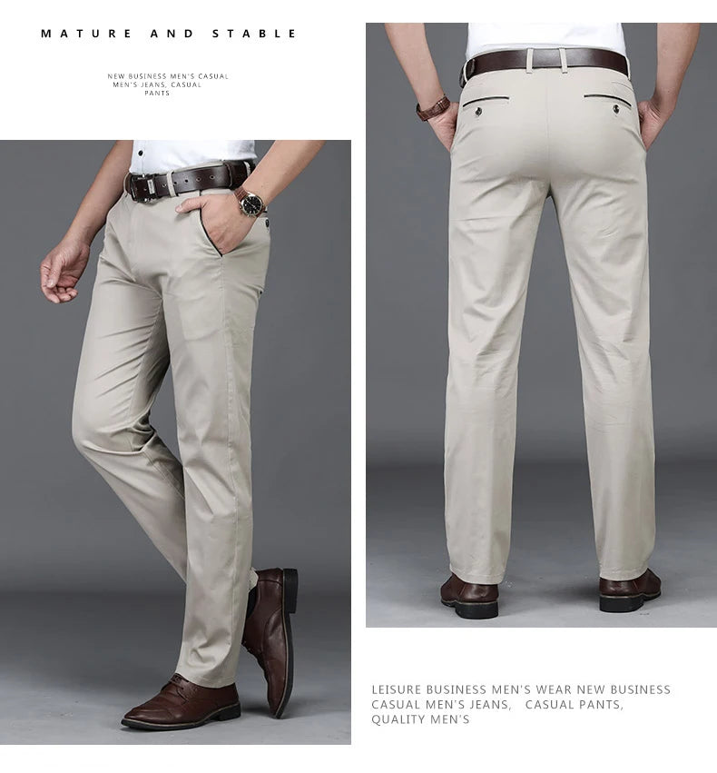 Men's Stretch Cotton Straight Leg Trousers