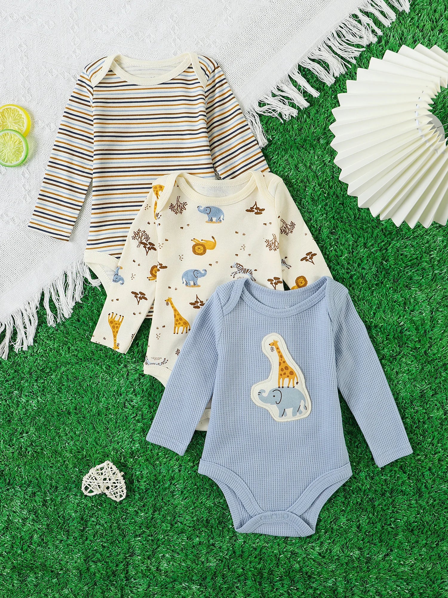 Baby boy onesie 3PCS New style baby boy clothes Spring/Autumn long-sleeved onesie Cotton fabric Suitable for 0-9months