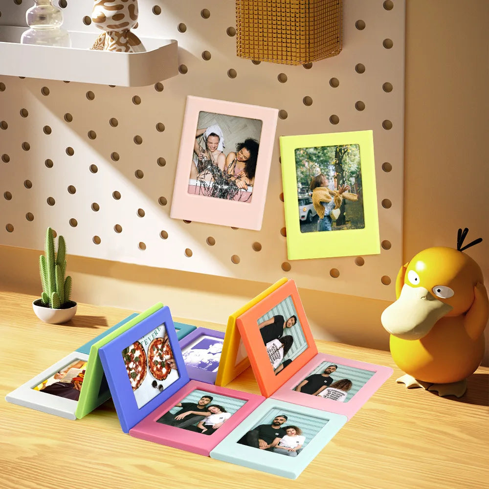 5/10Pcs 3inch Magnetic Photo Frames, Children's Growth Commemorative Photo Frames, Small Creative Magnetic Frames for Desktop Display, Home Office Decorations, Suitable for Instax Mini 12/11/Evo/40/7+/25/90/99/Se/Link2/3 Inst