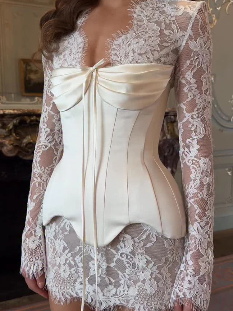 Women's Lace Patchwork Corset Mini Dress
