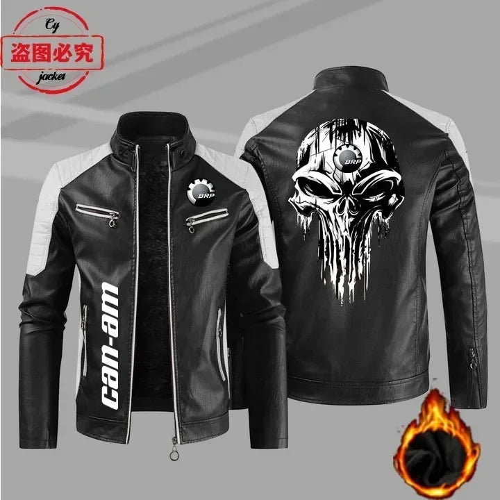 CAN-AM motorcycle LOGO retro washed pu leather jacket windproof autumn and winter men's cycling spring and autumn leather jacket