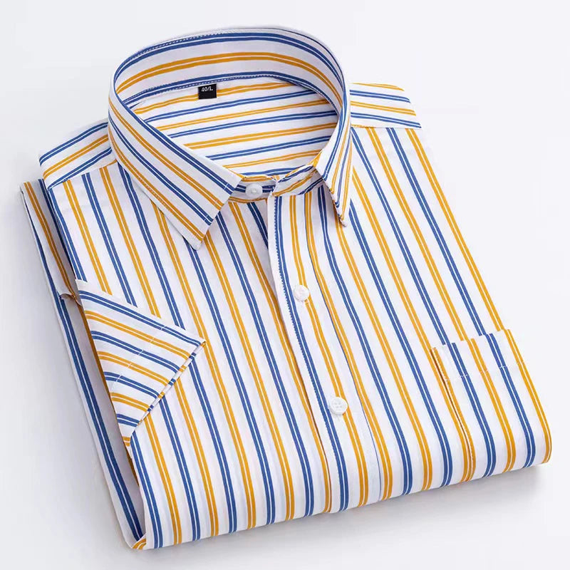 Men's Plaid Gingham Short Sleeve Shirt