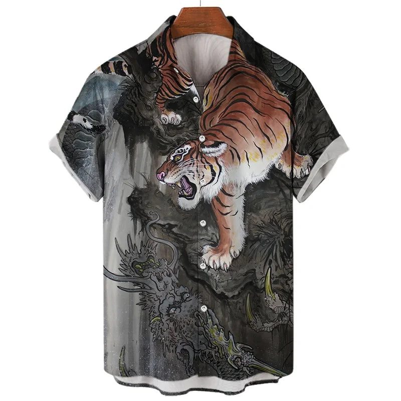 Men's 3D Tiger Dragon Hawaiian Shirt
