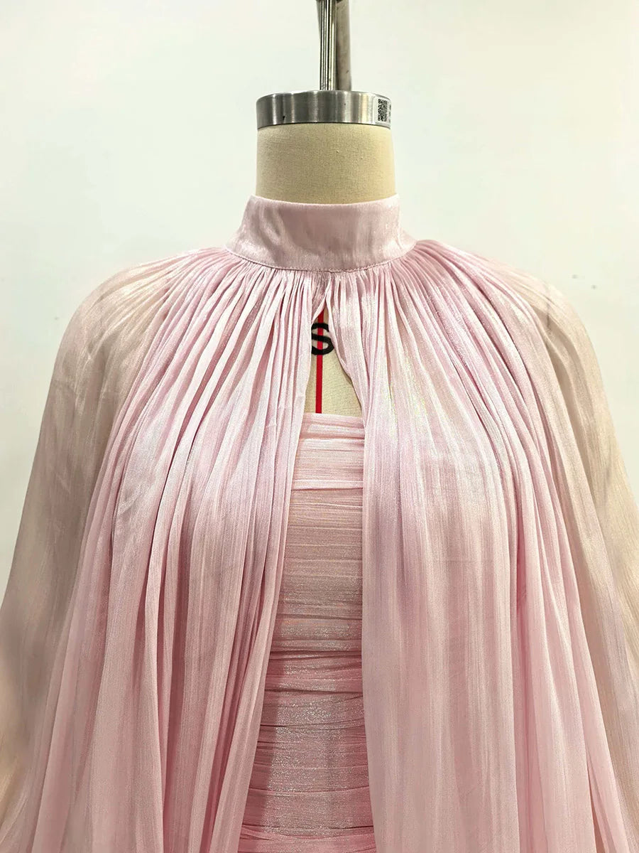 Women's Shirring Stand Neck Two-Piece Set