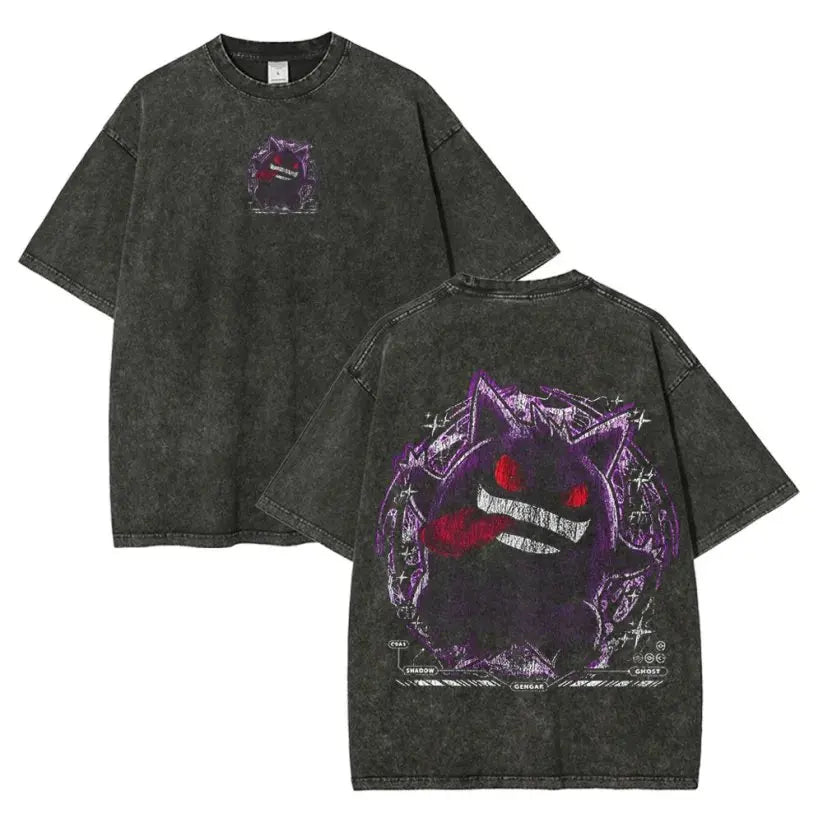 Anime Graphic Oversized Vintage Washed T-Shirt