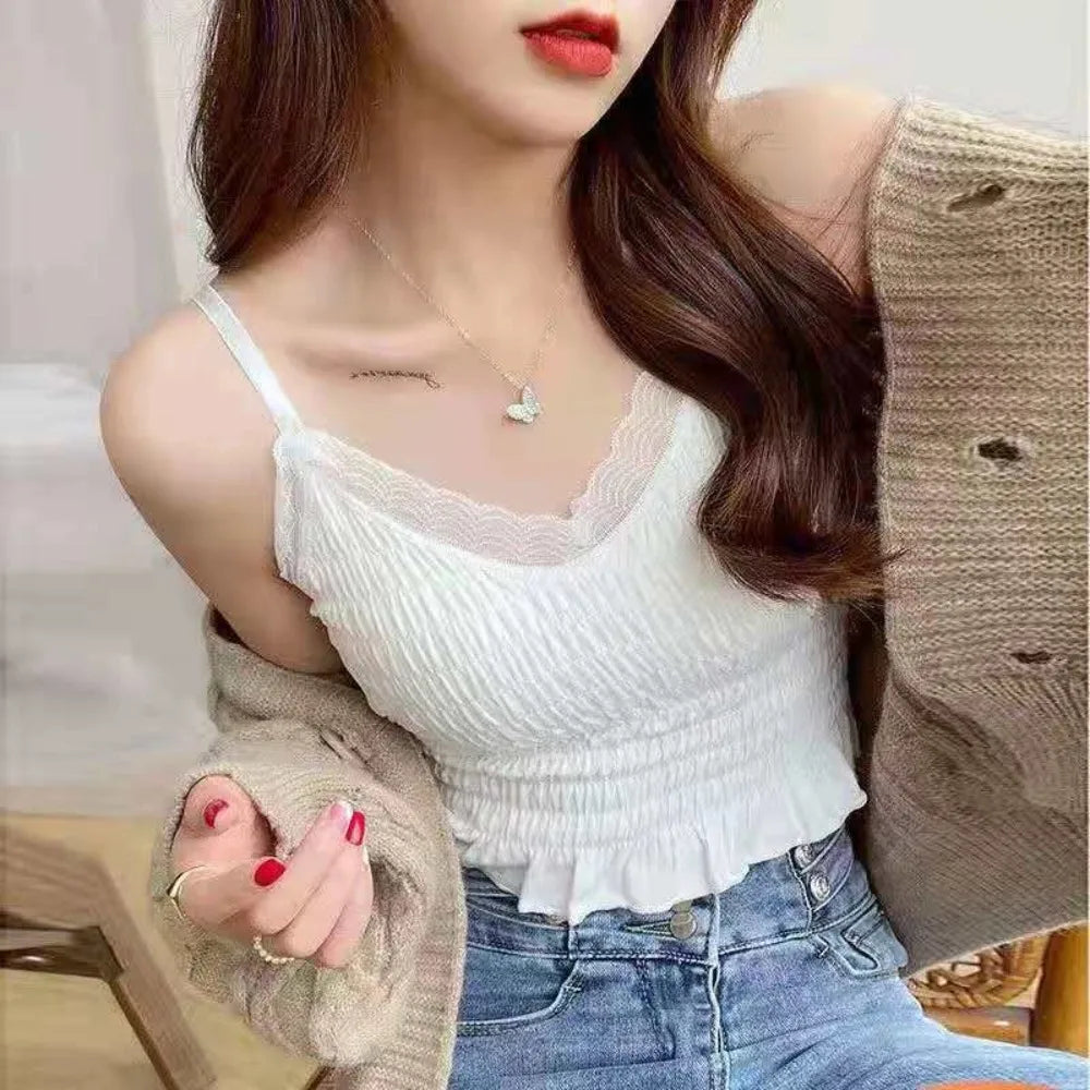 Women's Lace Camisole with Built-In Bra