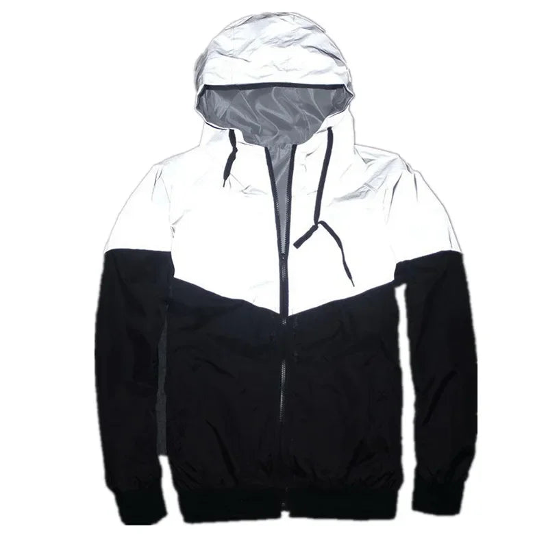 Men's Reflective Patchwork Waterproof Jacket