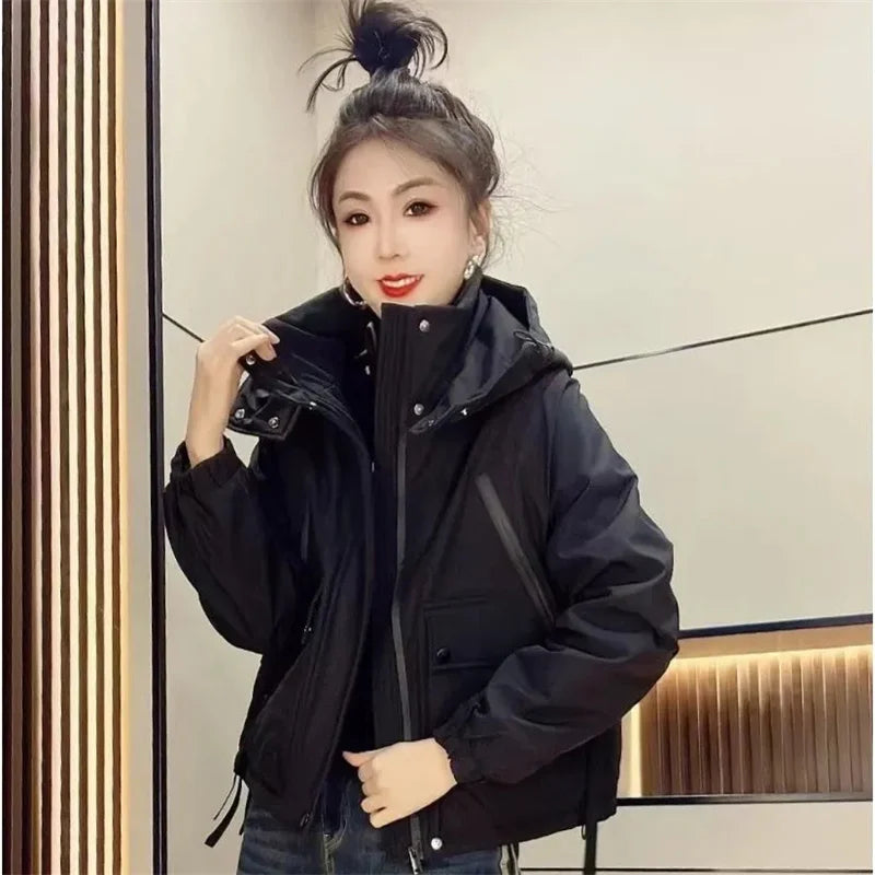 Women's Short Zip Hooded Street Jacket