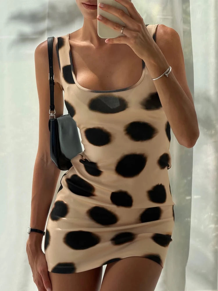 Women's Dot Print Long Sleeve Split Midi Dress