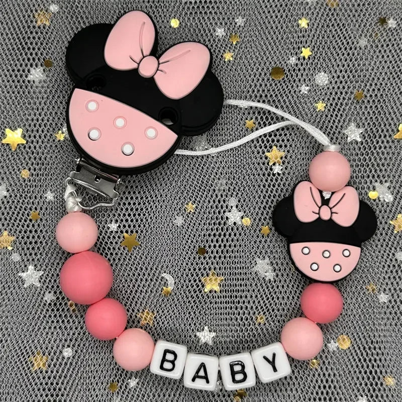 2026 Custom Name Baby Pacifier Clips Chain Silicone Beads Teether Toys Dummy Holder Russian English Name Pacifier Chain Newborn