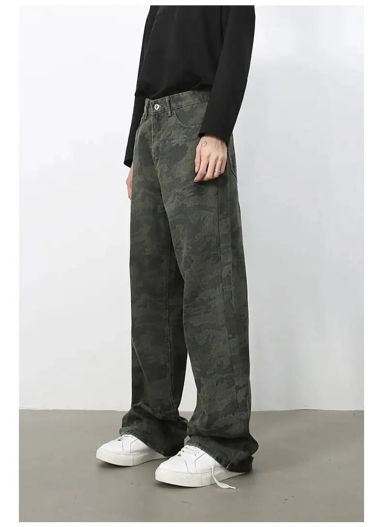 Men's Camouflage Wide Leg Denim Pants
