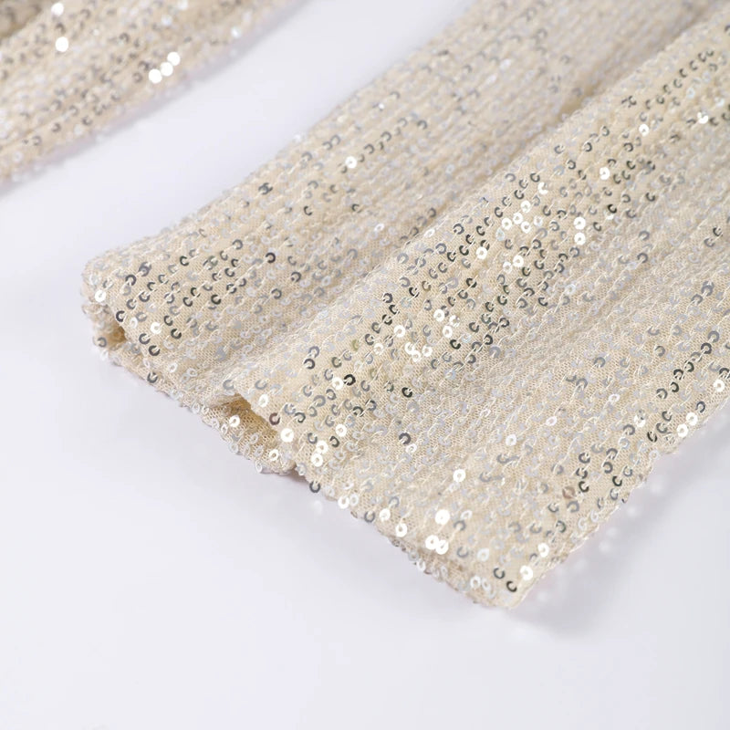 2026 Autumn Sequined Women Long Jacket Urban Full Sleeve Lining Pleated V-neck Cardigan Female Streetwear Fashion Lady Outwear