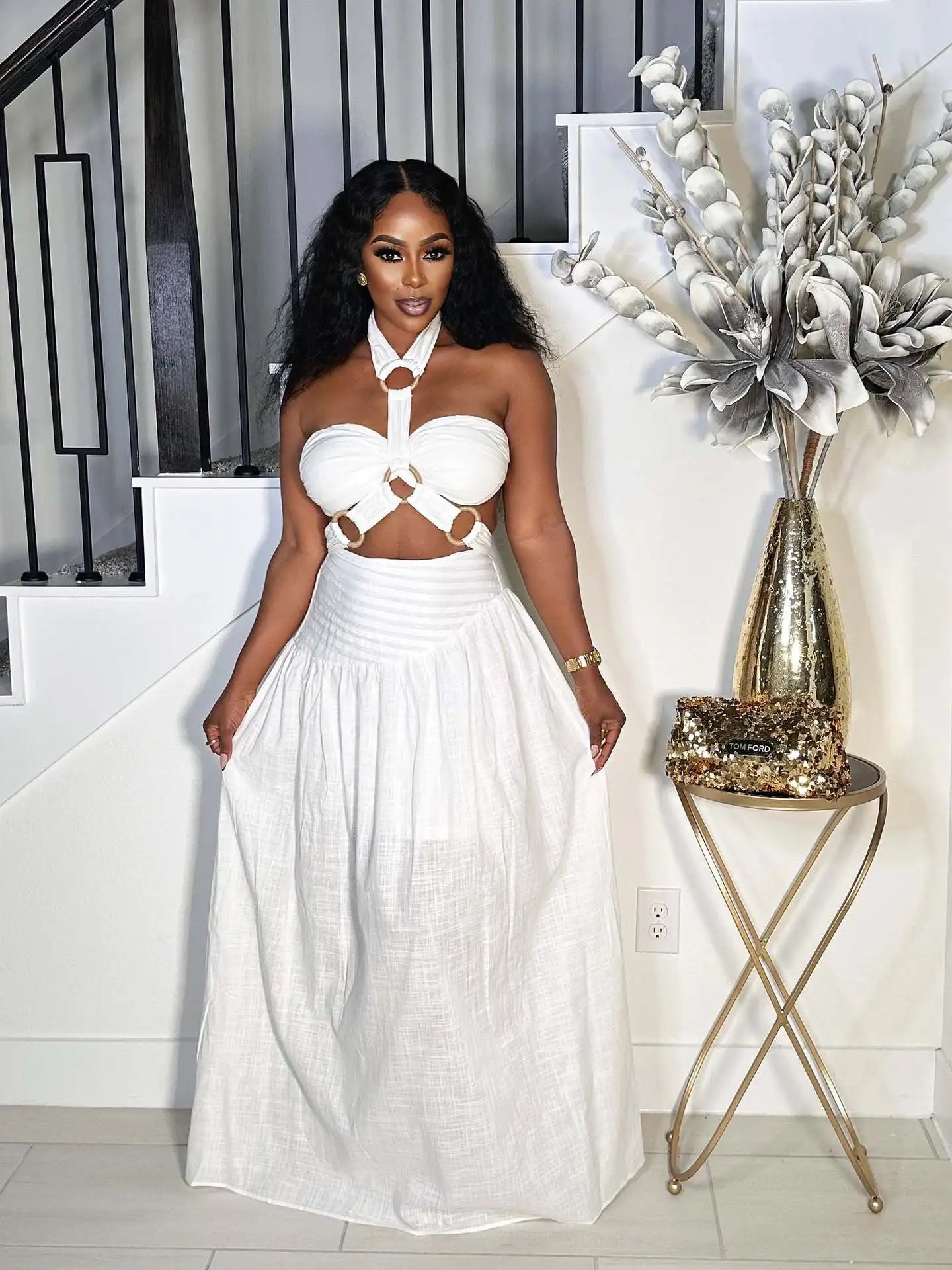 Women's Halter Top and Long Skirt 2-Piece Set