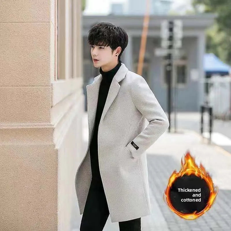 Men's Slim Fit Tweed Woolen Coat
