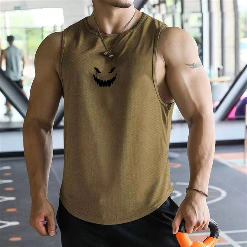 2026 men's T-shirt vest summer fashion trend printed casual style loose and comfortable street wear breathable quick drying vest