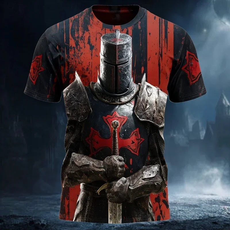 Men's Templar Knight 3D Print T-Shirt