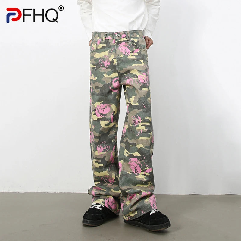Men's Camouflage Wide Leg Denim Pants