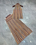 Women's Sequin Striped Knit Vest and Skirt Set