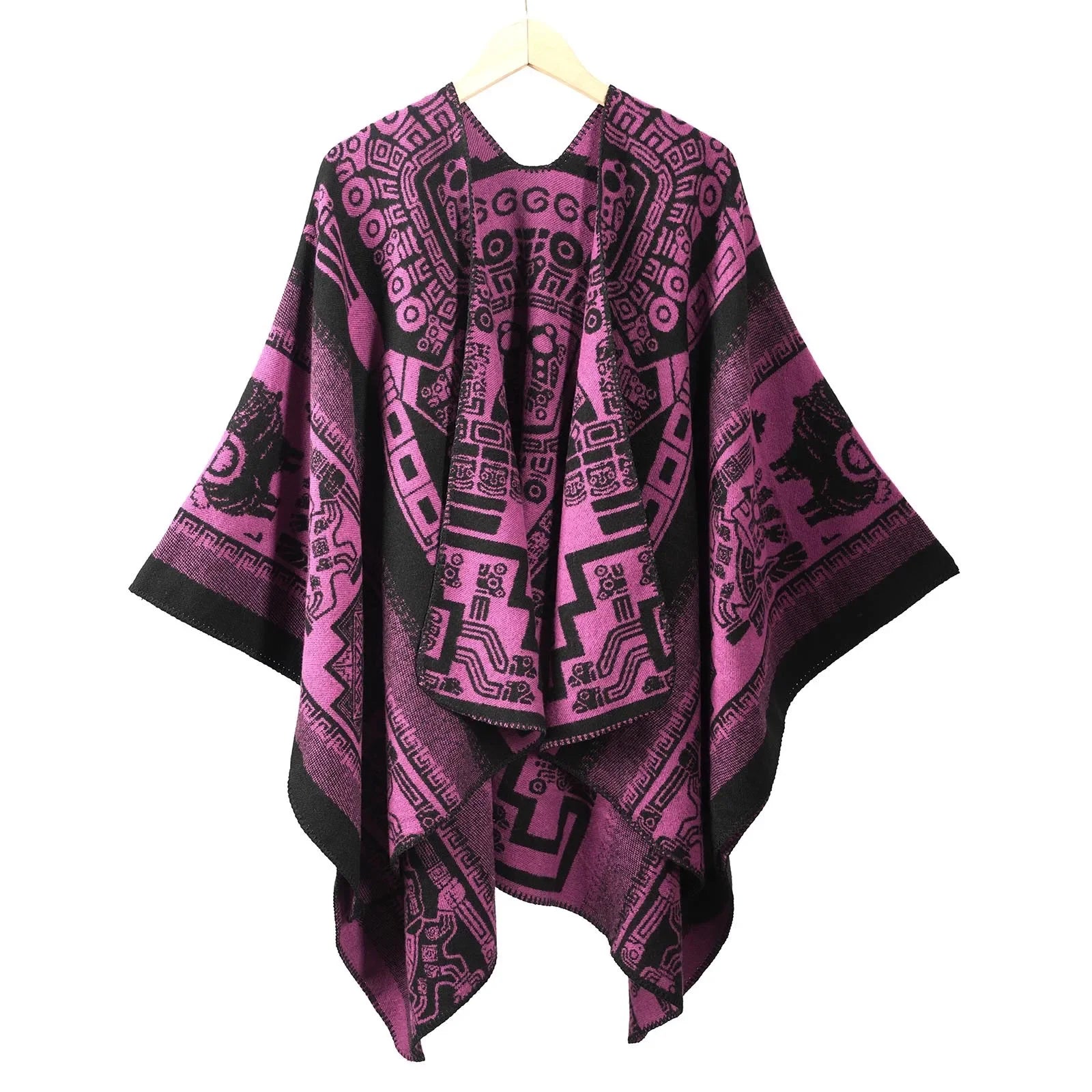 Poncho Vintage Trendy Split Front Men's Warmth Cloak Thickened Capelet New Arrival for Road Trips and Travel Cape