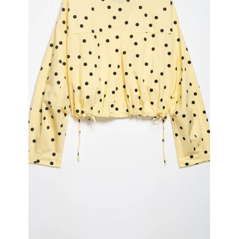 Women's Polka Dot Tie High Collar Jacket